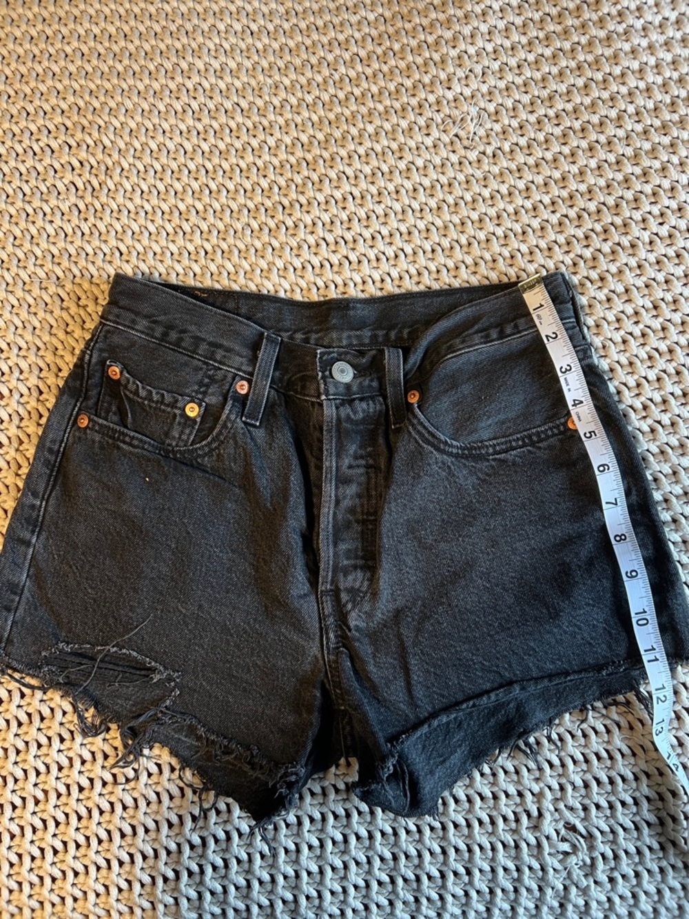 Levi's Vintage-Inspired Black Distressed High-Rise Denim Shorts